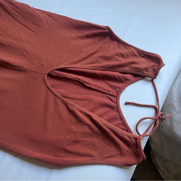 BACK BEAT RAGS CO rust clay orange knit scoop backless wide leg jumpsuit - Picture 4 of 6